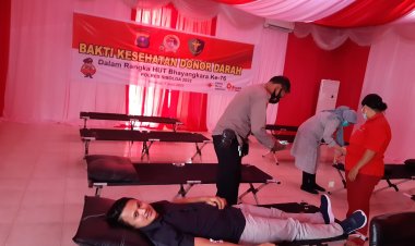 Sambut Hari Bhayangkara ke-76, Polres Sibolga Gelar Donor darah 