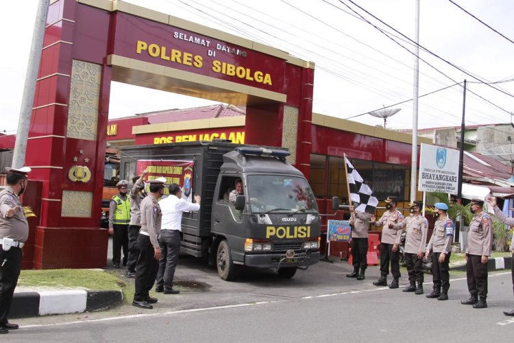 Polres Sibolga Berangkatkan Bantuan Korban Gempa Taput 