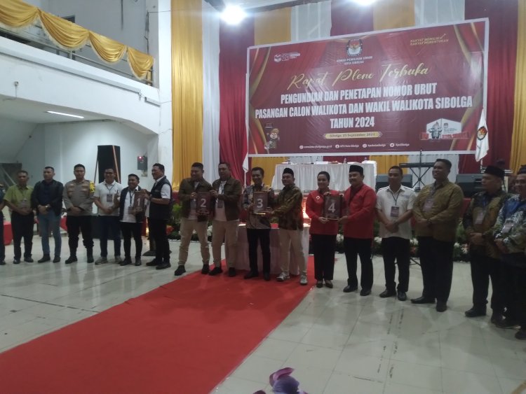 KPU Sibolga Tetapkan Nomor Urut Paslon Pentas No.1, FAHAM no.2, Romantis no.3 & Messi No.4